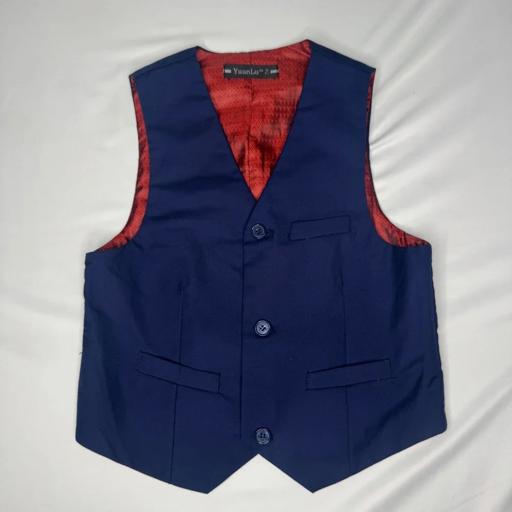 YuanLu Boys Suit Vest Navy Blue Dress‎ Formal Wedding Party Kid Size 7 Years